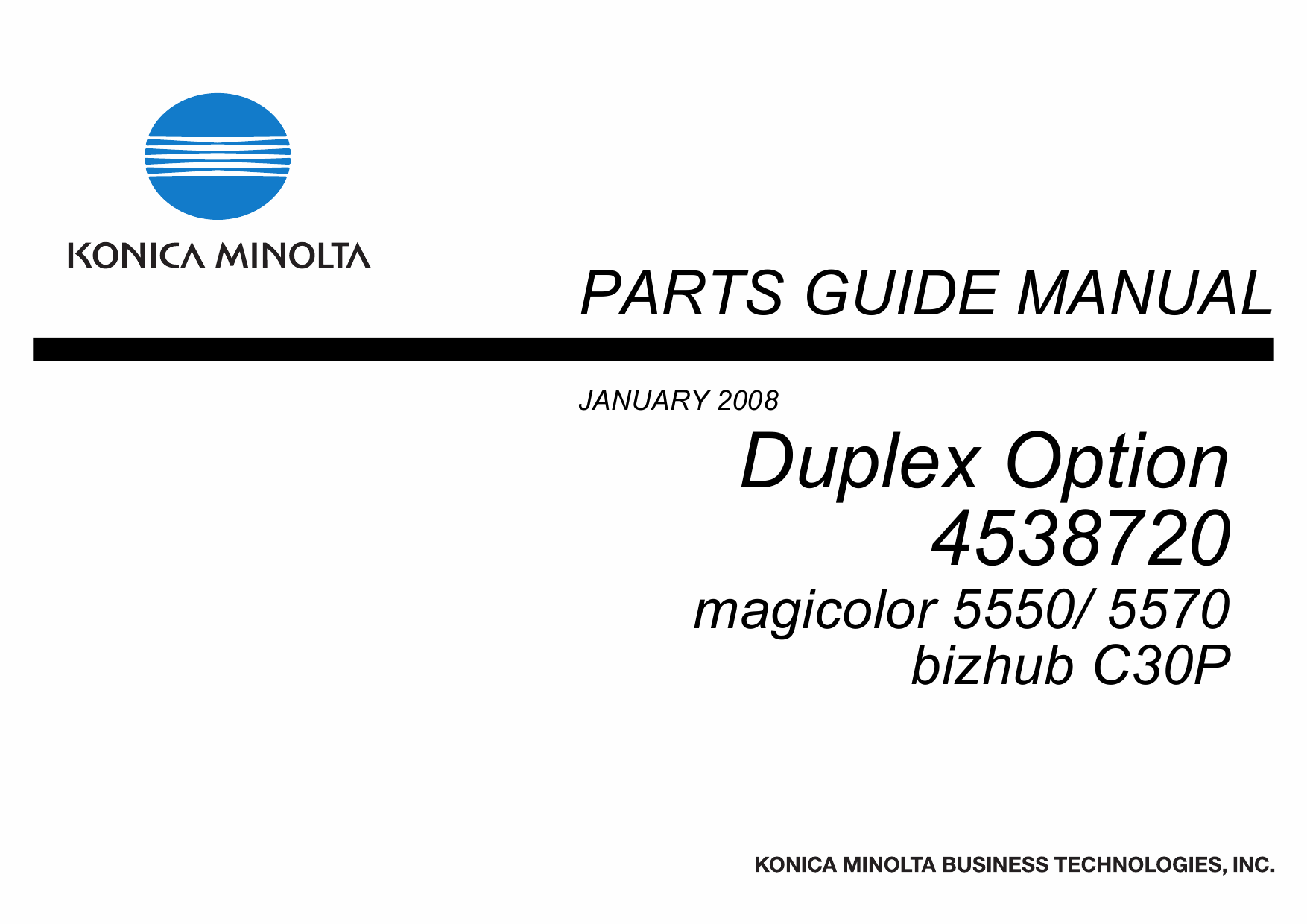 Konica-Minolta magicolor 5550 5570 C30P Duplex-Option 4538720 Parts Manual-1